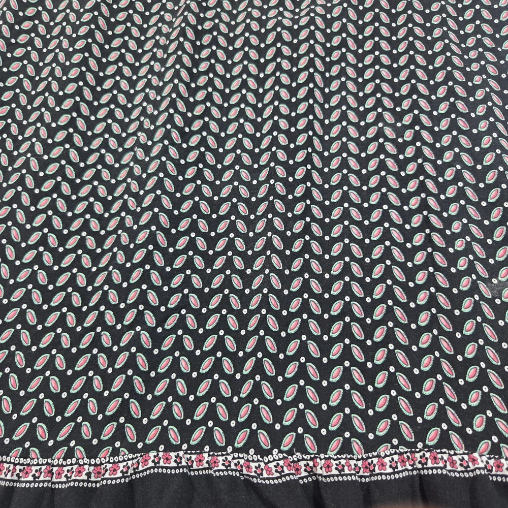 Umgee Boho Black Printed Dress Pink Trim Colorblock V Neck Embroidered Sleeves - Picture 16 of 16